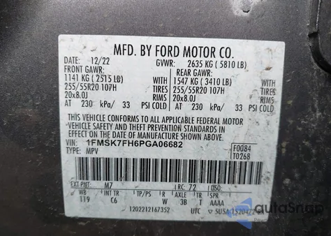 2023 Ford Explorer Limited z USA, uszkodzony, nr VIN 1FMSK7FH6PGA06682